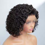 Short Cut Curly Human Hair Glueless Compact 13X4 Frontal Lace Wig