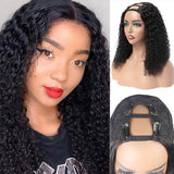 Deep Curly Human Hair Affordable U-Part Wig 150% Density 100% Virgin Hair