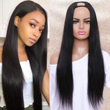 Easy Install Affordable Human Hair 150% Density U-Part Straight Wig