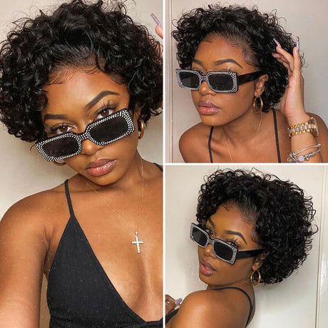 Water Wave Short Bob Wig Bouncy Curly Lace Front Wigs 150% Density Human Hair