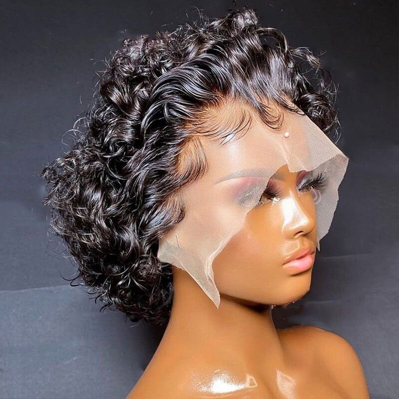 Water Wave Short Bob Wig Bouncy Curly Lace Front Wigs 150% Density Human Hair