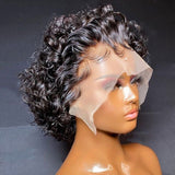 Water Wave Short Bob Wig Bouncy Curly Lace Front Wigs 150% Density Human Hair