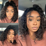 Water Wave Bob Wig Human Hair Pre Plucked Glueless Lace Front Wig 100% Virgin Human Hair Wigs