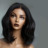 Mid Length Hair Layered Bob Human Hair Lace Front Wig 180% Density