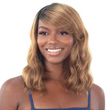 Ombre Honey Blonde Wavy Shoulder Length Loose Wavy Style With Bangs Human Hair