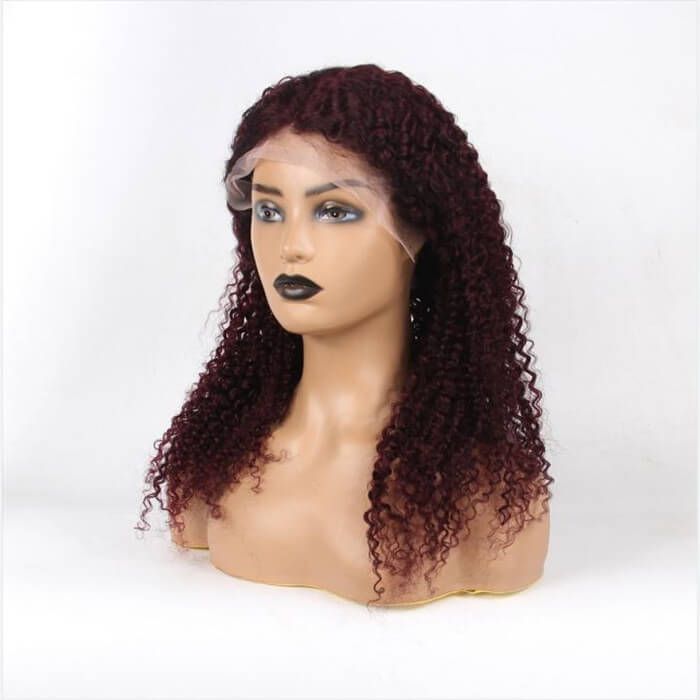 99j Burgundy Curly Human Hair Wig 13X4 Lace Front Wigs Human Hair