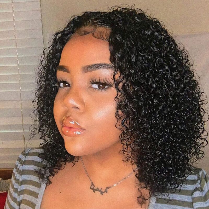 Short Kinky Curly 13x4 Bob Wigs with Bouncy Curls 100% Human Hair