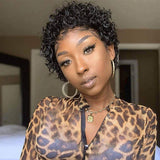 Pixie Cut Short Curly Bob Lace Wig 100% Human Hair